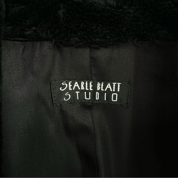 Vintage Searle Blatt Studio Black Fur Trimmed Wool Coat sz 6 - Picture 6 of 7